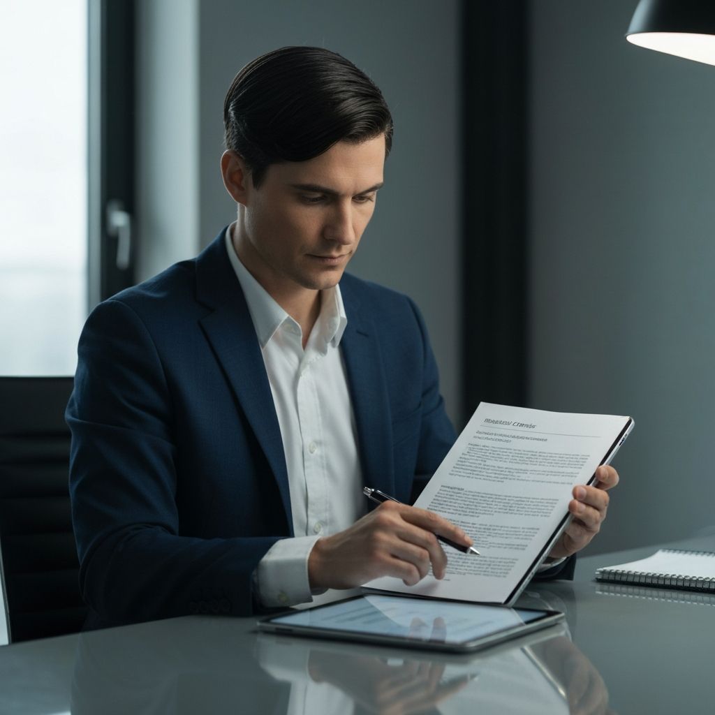 Professional reviewing compliance documentation